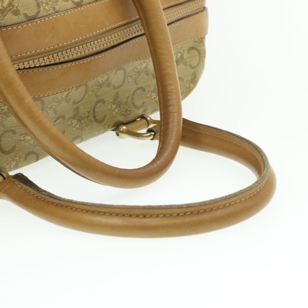 Celine C Macadam Horse Carriage Hand Bag PVC Leather Beige Auth am177g