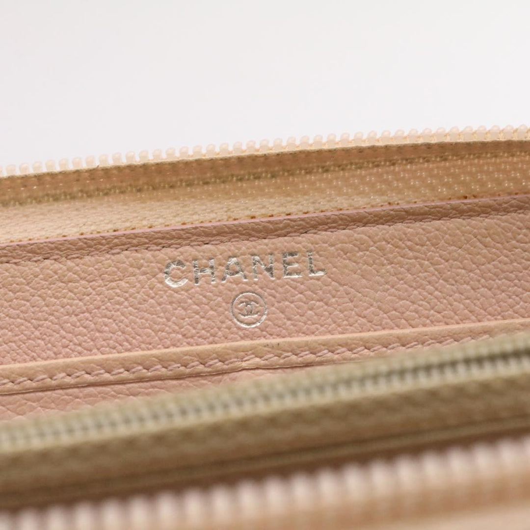 Chanel Camelia Zip Around Wallet Leather Pink CC Auth am1797g