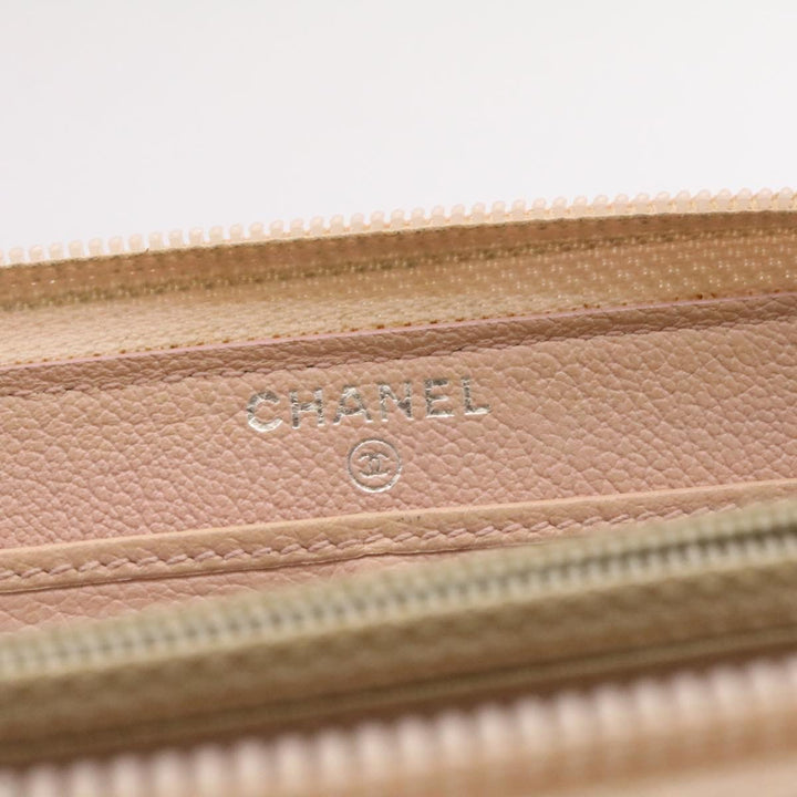 Chanel Camelia Zip Around Wallet Leather Pink CC Auth am1797g