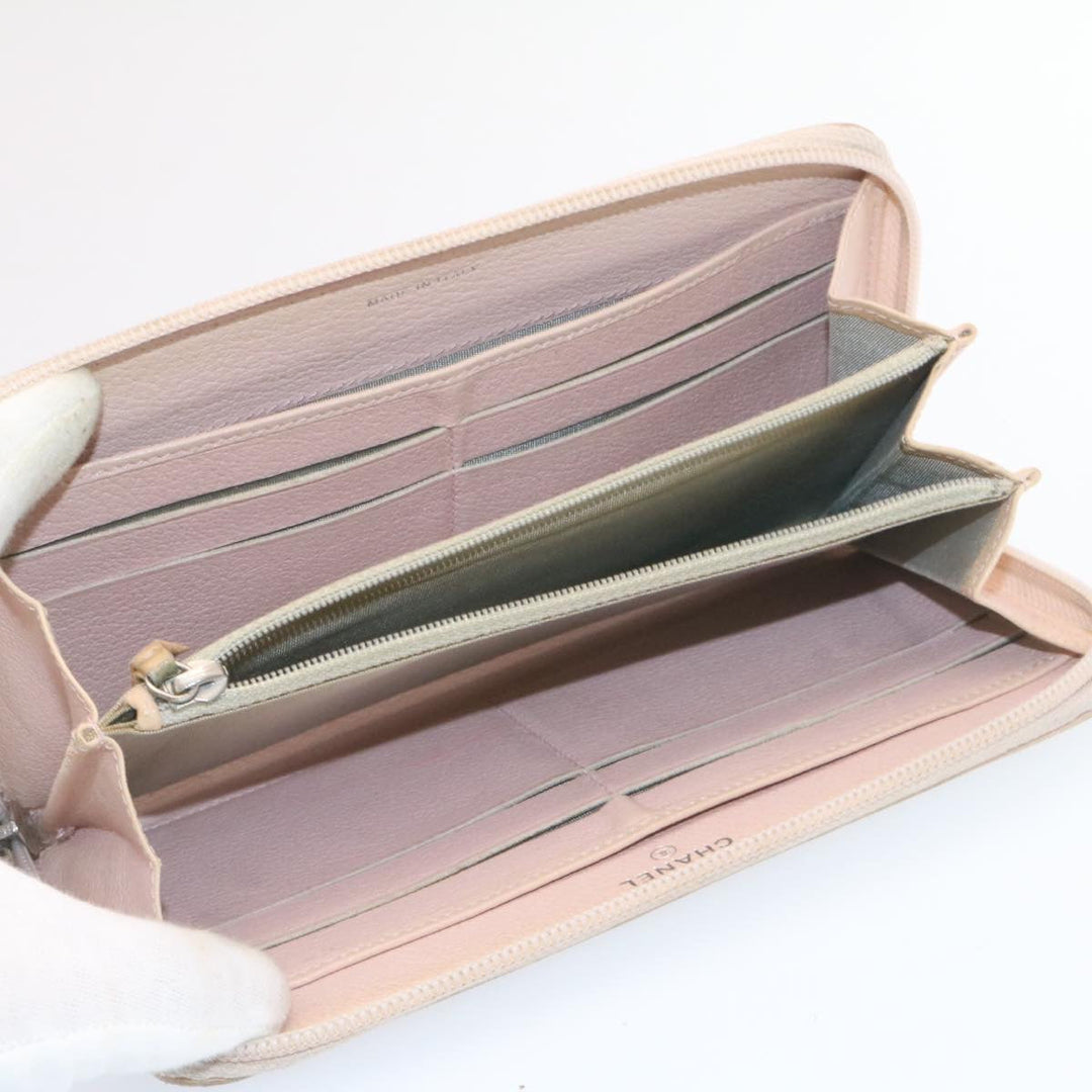 Chanel Camelia Zip Around Wallet Leather Pink CC Auth am1797g