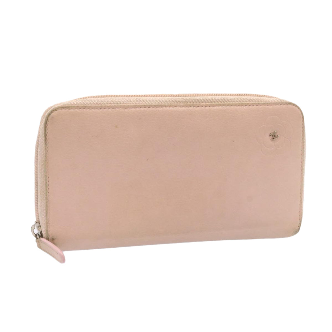 Chanel Camelia Zip Around Wallet Leather Pink CC Auth am1797g