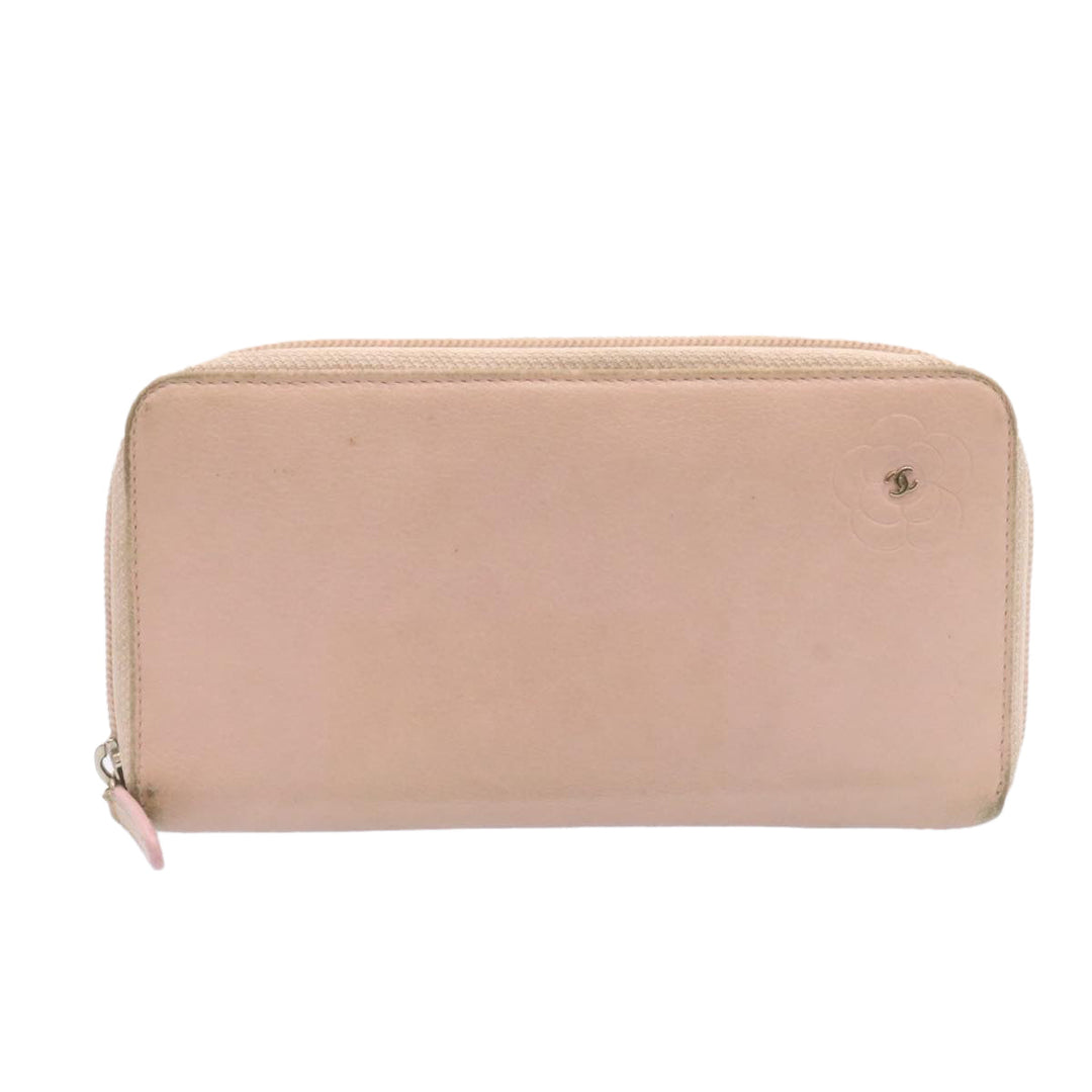 Chanel Camelia Zip Around Wallet Leather Pink CC Auth am1797g