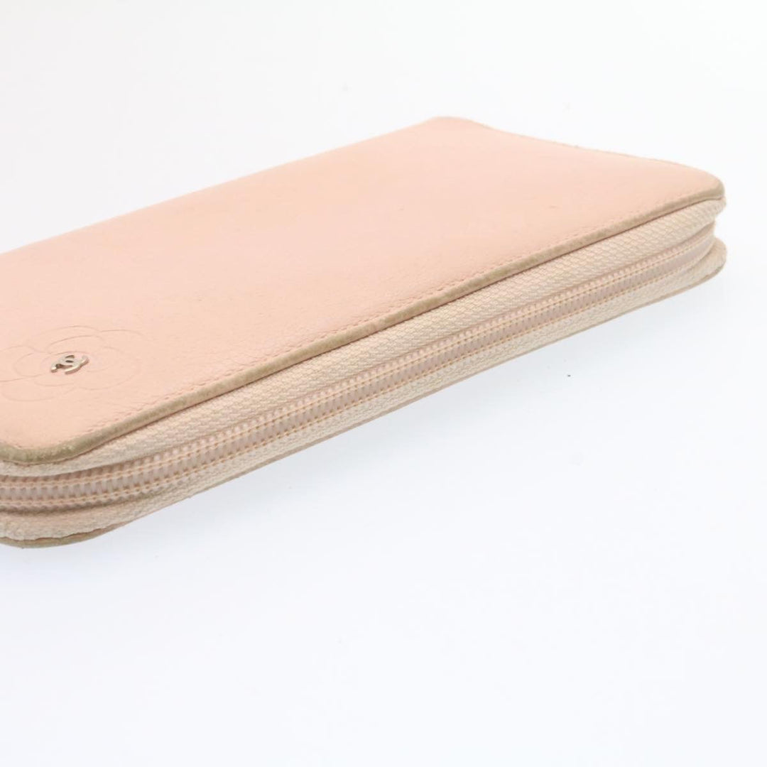 Chanel Camelia Zip Around Wallet Leather Pink CC Auth am1797g