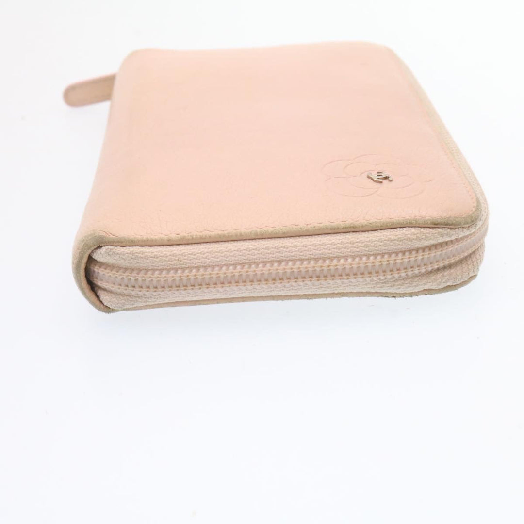 Chanel Camelia Zip Around Wallet Leather Pink CC Auth am1797g