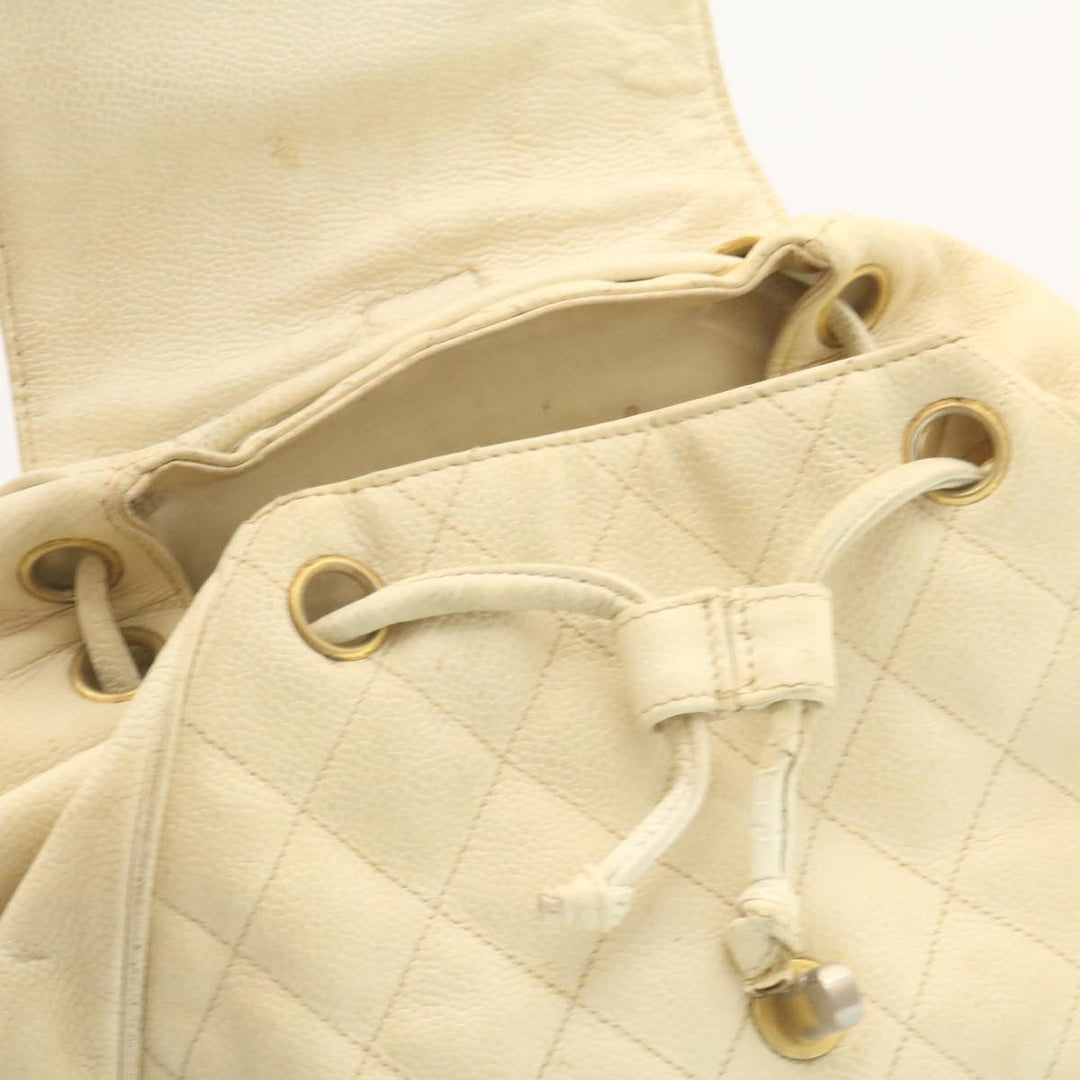 Top Quality Chanel Caviar Skin Matelasse Backpack White CC Auth am1922gA