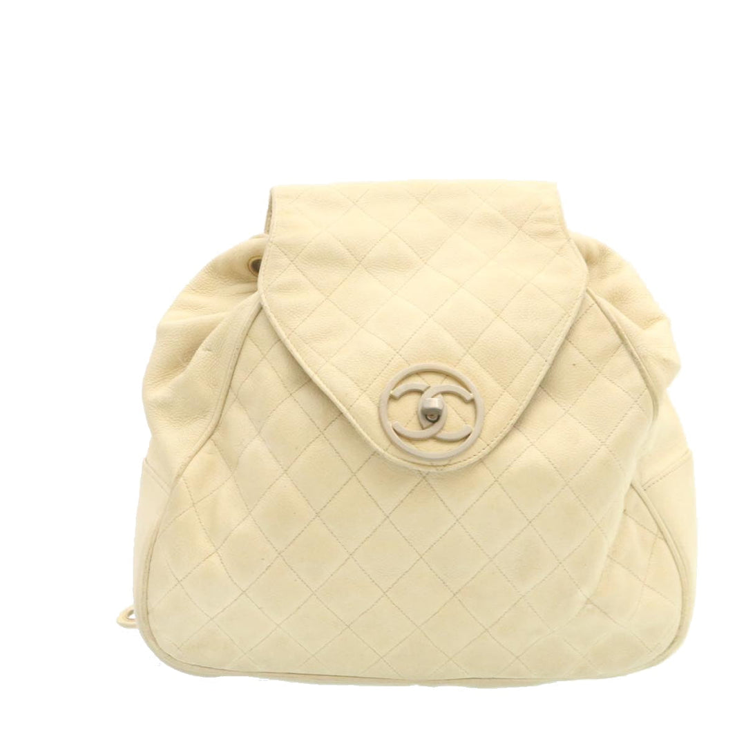 Top Quality Chanel Caviar Skin Matelasse Backpack White CC Auth am1922gA