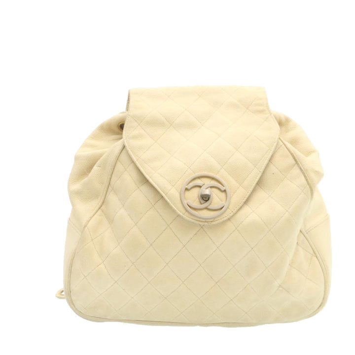 Top Quality Chanel Caviar Skin Matelasse Backpack White CC Auth am1922gA