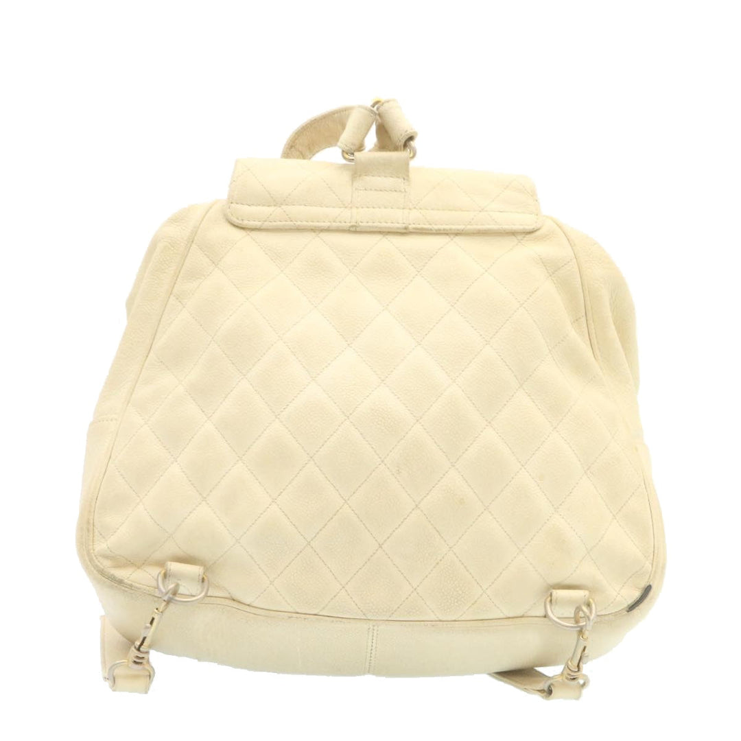 Top Quality Chanel Caviar Skin Matelasse Backpack White CC Auth am1922gA