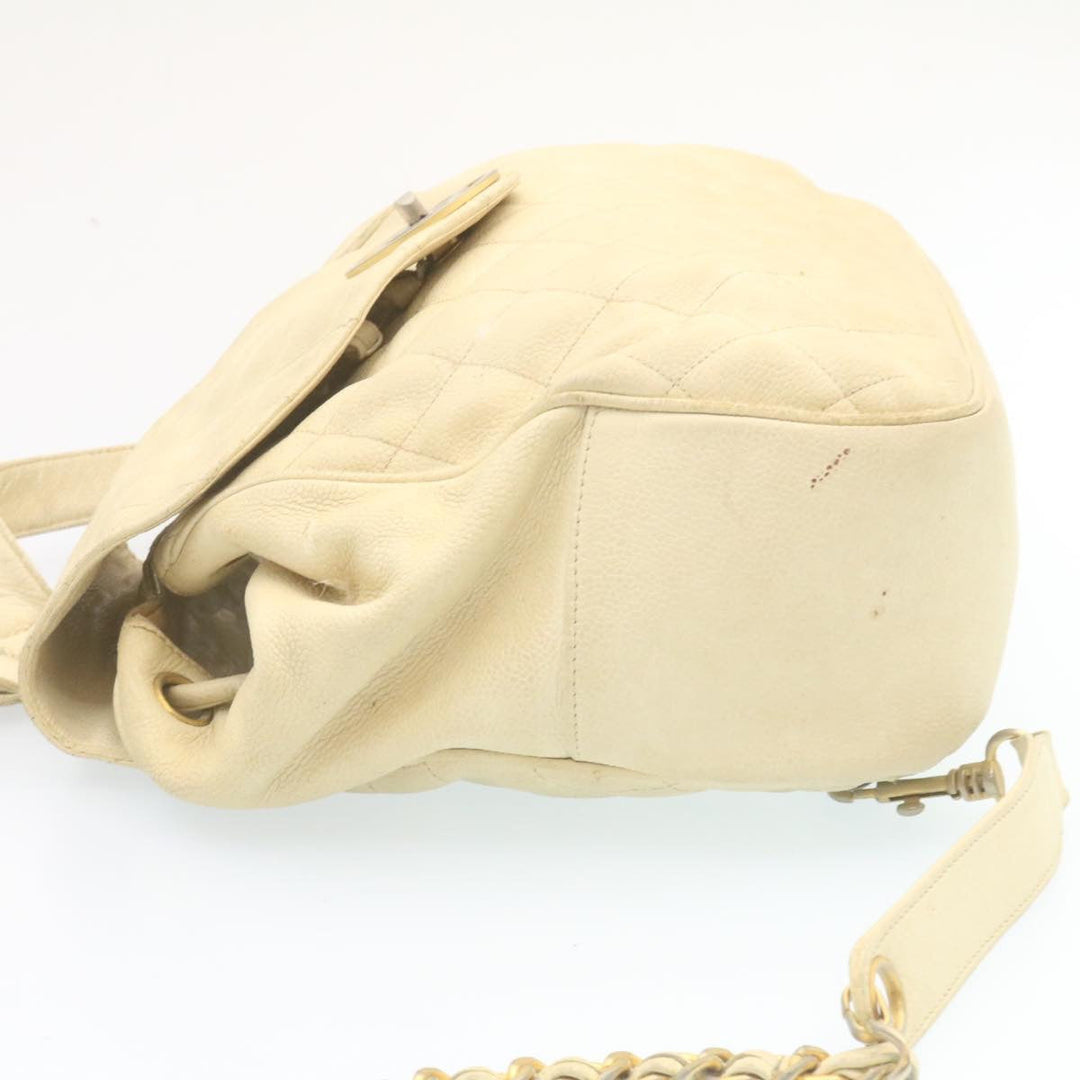 Top Quality Chanel Caviar Skin Matelasse Backpack White CC Auth am1922gA