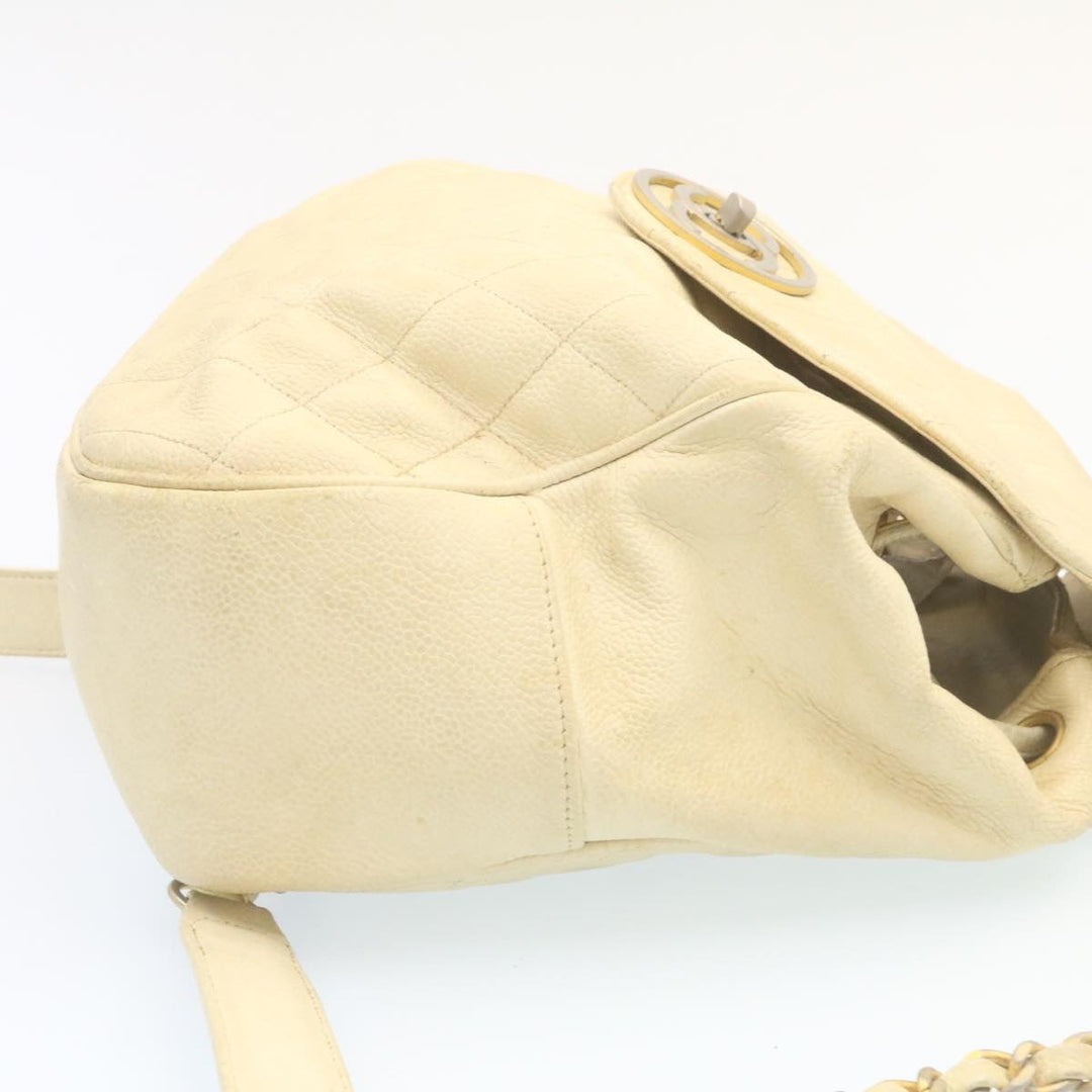 Top Quality Chanel Caviar Skin Matelasse Backpack White CC Auth am1922gA