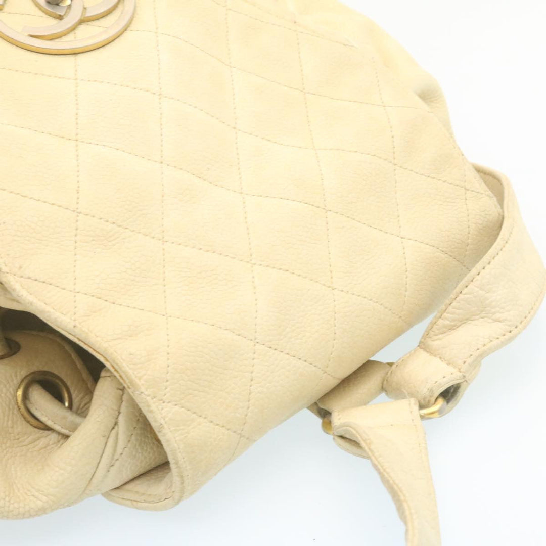 Top Quality Chanel Caviar Skin Matelasse Backpack White CC Auth am1922gA