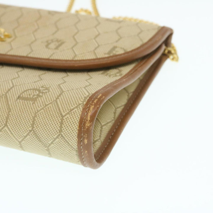 CHRISTIAN Top quality Dior Honeycomb Chain Shoulder Bag Canvas Beige Auth am2250g