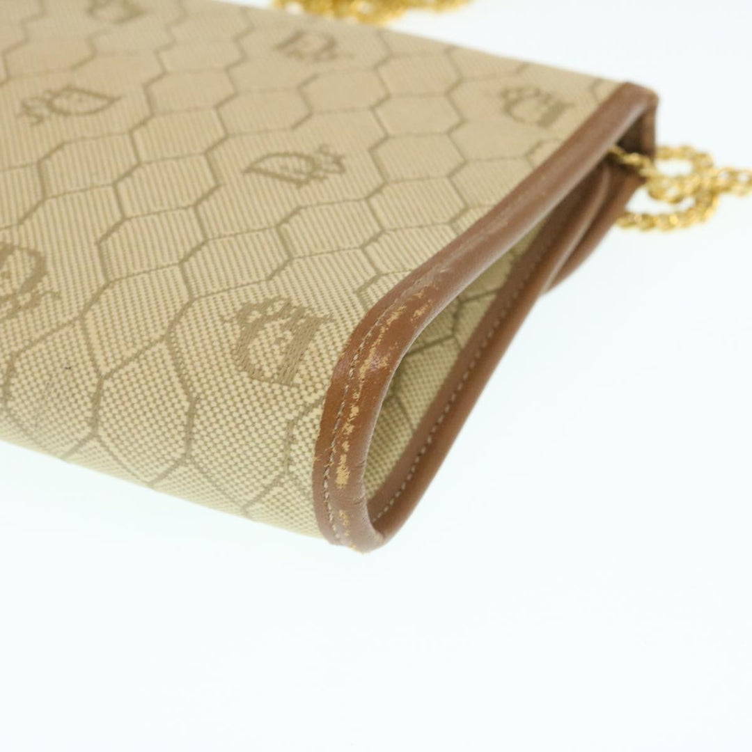 CHRISTIAN Top quality Dior Honeycomb Chain Shoulder Bag Canvas Beige Auth am2250g