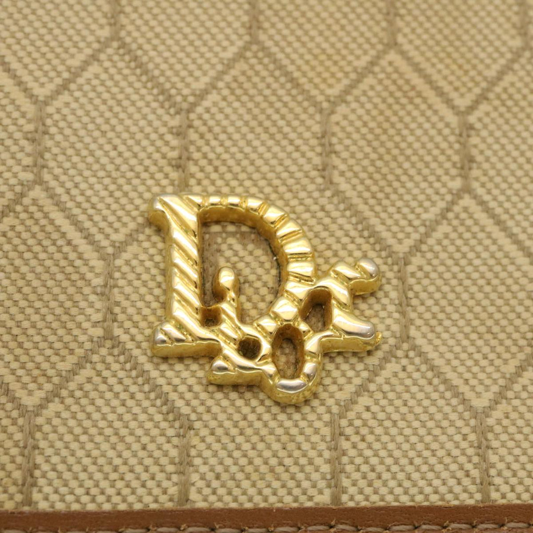 CHRISTIAN Top quality Dior Honeycomb Chain Shoulder Bag Canvas Beige Auth am2250g