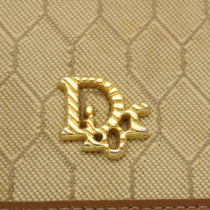 CHRISTIAN Top quality Dior Honeycomb Chain Shoulder Bag Canvas Beige Auth am2250g