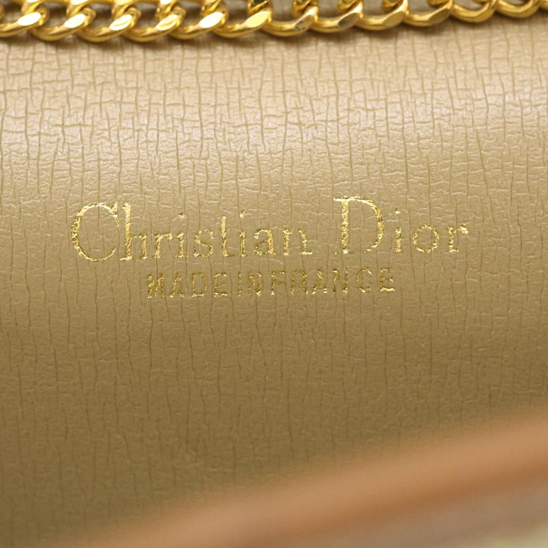 CHRISTIAN Top quality Dior Honeycomb Chain Shoulder Bag Canvas Beige Auth am2250g