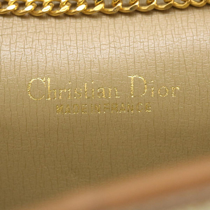 CHRISTIAN Top quality Dior Honeycomb Chain Shoulder Bag Canvas Beige Auth am2250g