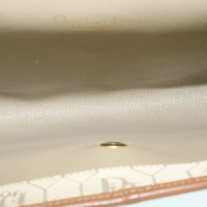 CHRISTIAN Top quality Dior Honeycomb Chain Shoulder Bag Canvas Beige Auth am2250g