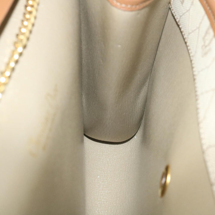 CHRISTIAN Top quality Dior Honeycomb Chain Shoulder Bag Canvas Beige Auth am2250g