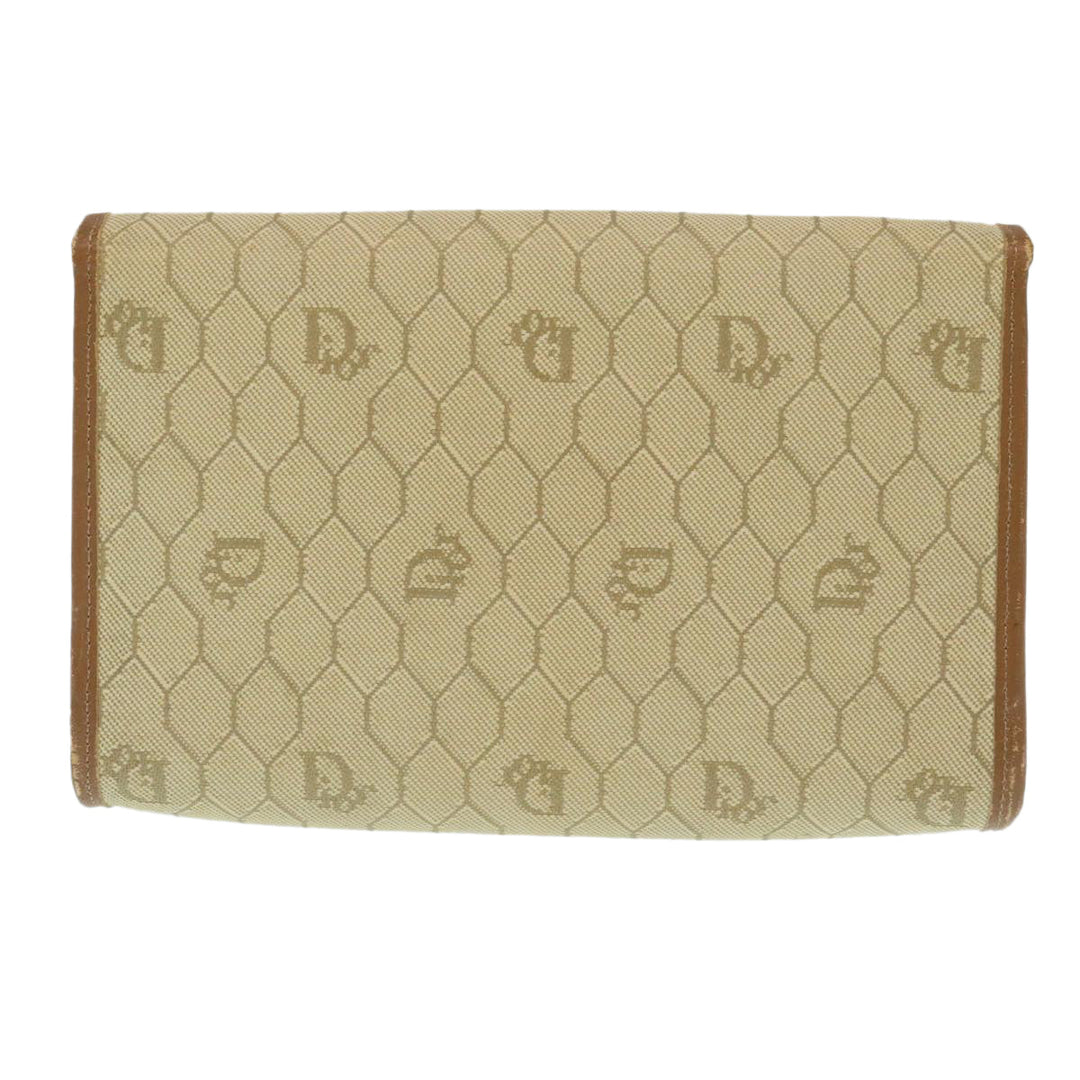 CHRISTIAN Top quality Dior Honeycomb Chain Shoulder Bag Canvas Beige Auth am2250g