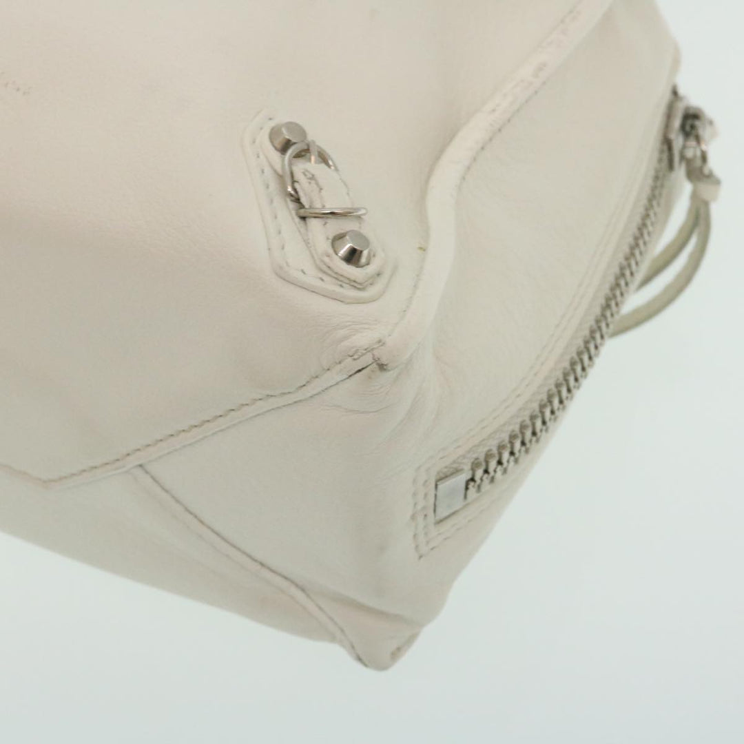 Top Quality Balenciaga 2Way Shoulder Bag Hand Bag Leather White Auth am2305g