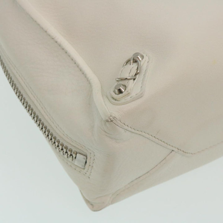 Top Quality Balenciaga 2Way Shoulder Bag Hand Bag Leather White Auth am2305g