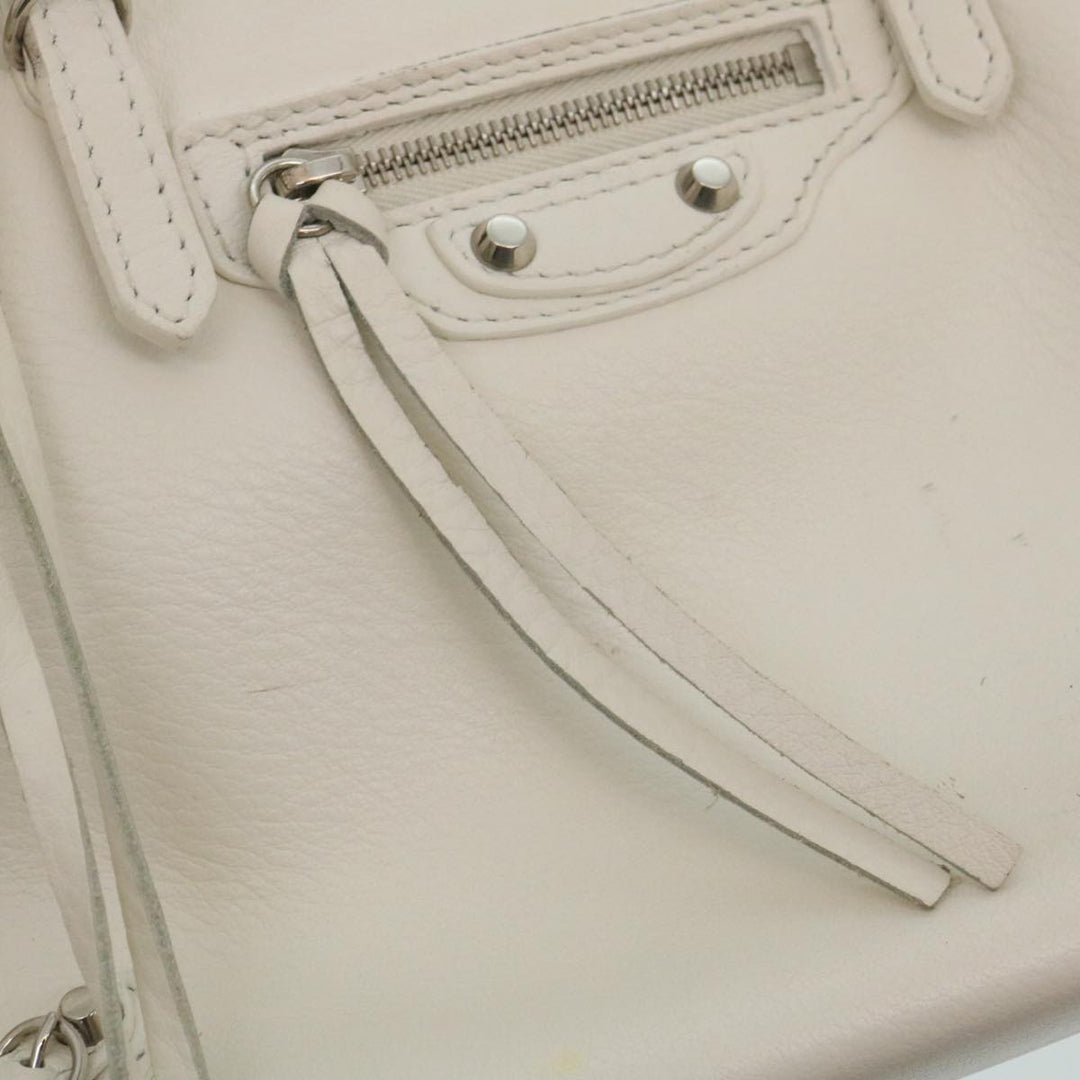 Top Quality Balenciaga 2Way Shoulder Bag Hand Bag Leather White Auth am2305g