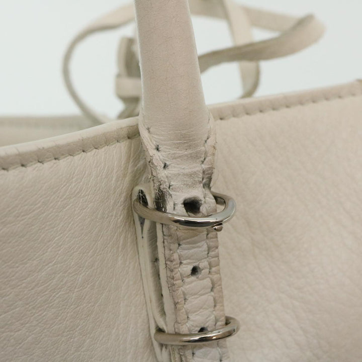 Top Quality Balenciaga 2Way Shoulder Bag Hand Bag Leather White Auth am2305g
