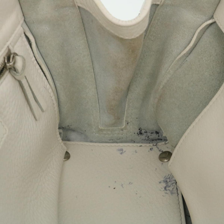 Top Quality Balenciaga 2Way Shoulder Bag Hand Bag Leather White Auth am2305g