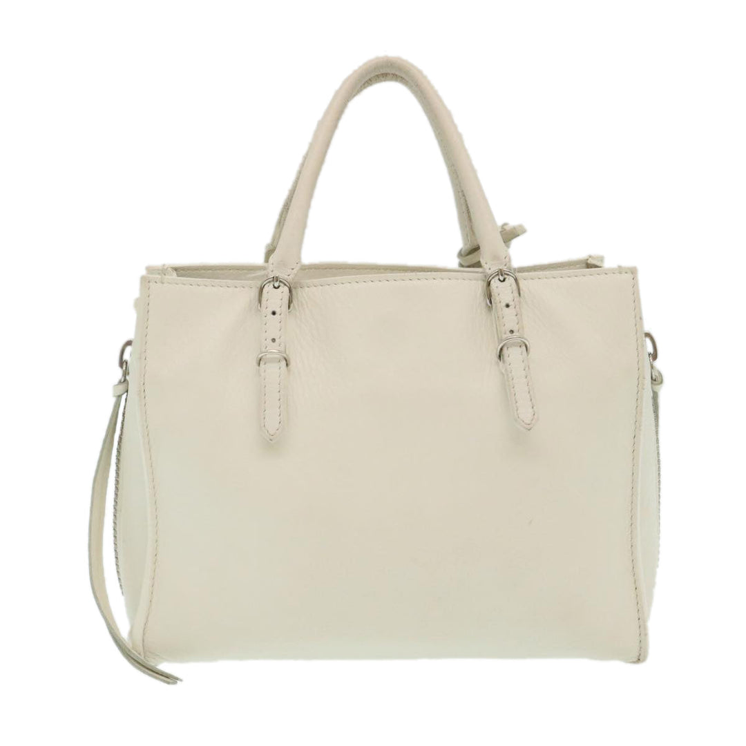 Top Quality Balenciaga 2Way Shoulder Bag Hand Bag Leather White Auth am2305g