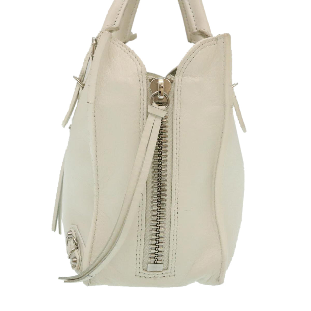 Top Quality Balenciaga 2Way Shoulder Bag Hand Bag Leather White Auth am2305g
