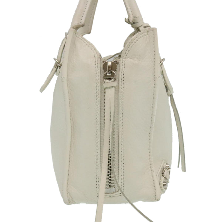 Top Quality Balenciaga 2Way Shoulder Bag Hand Bag Leather White Auth am2305g