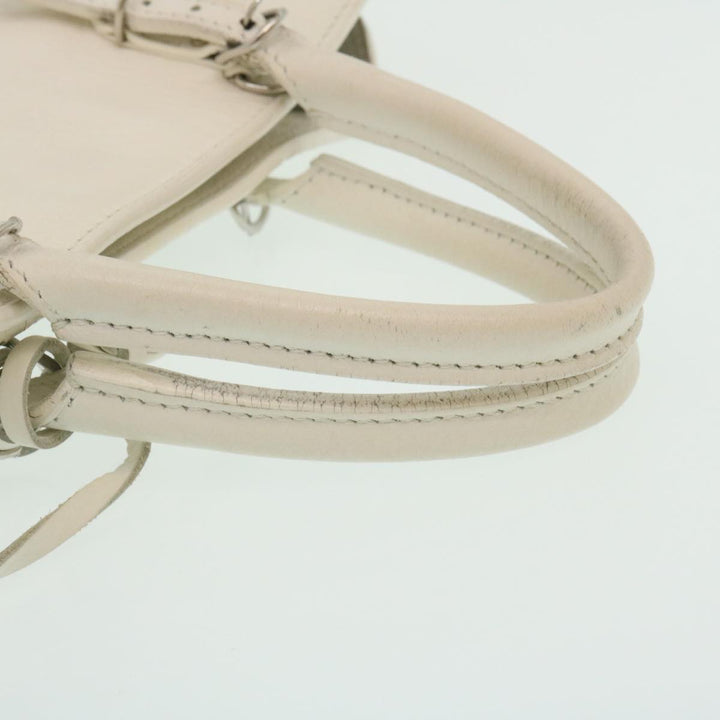 Top Quality Balenciaga 2Way Shoulder Bag Hand Bag Leather White Auth am2305g