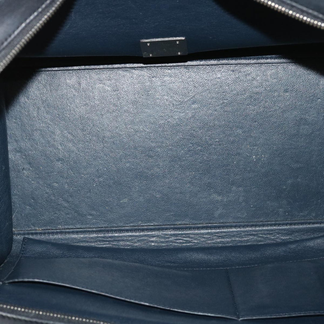 Celine Hand Bag Leather Suede Gray Navy Auth am2375g