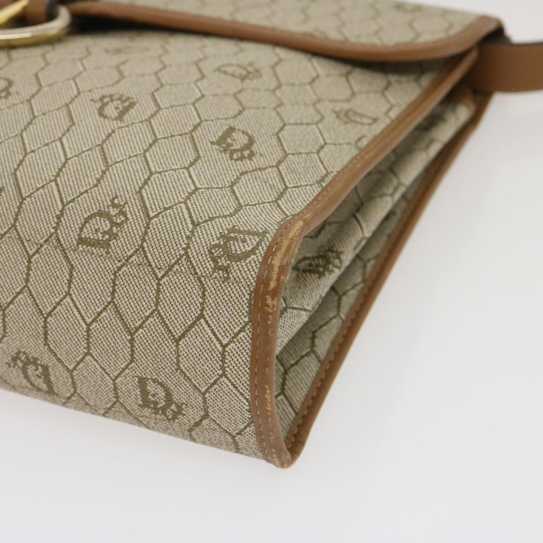 CHRISTIAN Top quality Dior Honeycomb Canvas Hand Bag PVC Leather 2way Beige Auth am2383g