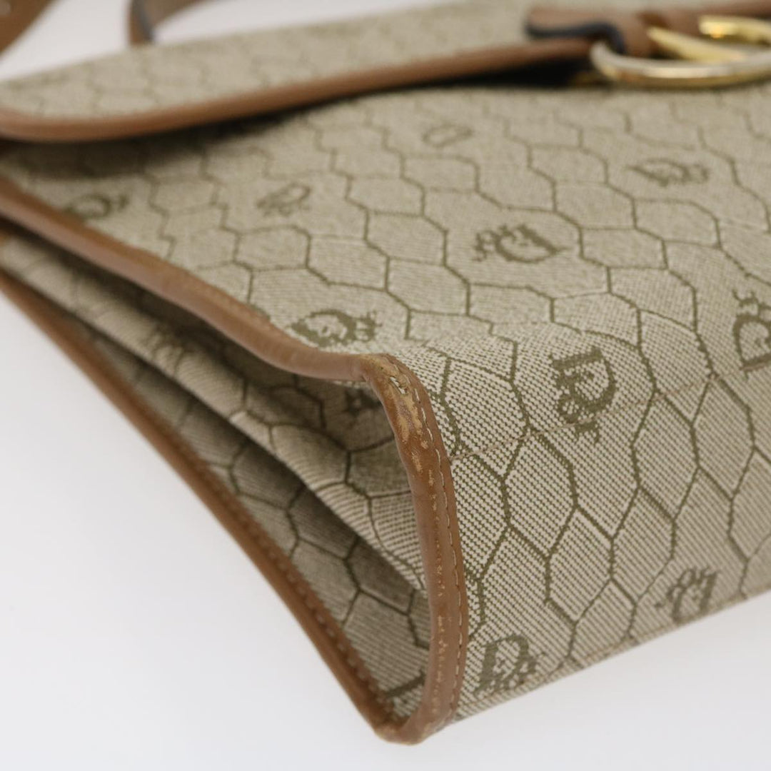 CHRISTIAN Top quality Dior Honeycomb Canvas Hand Bag PVC Leather 2way Beige Auth am2383g