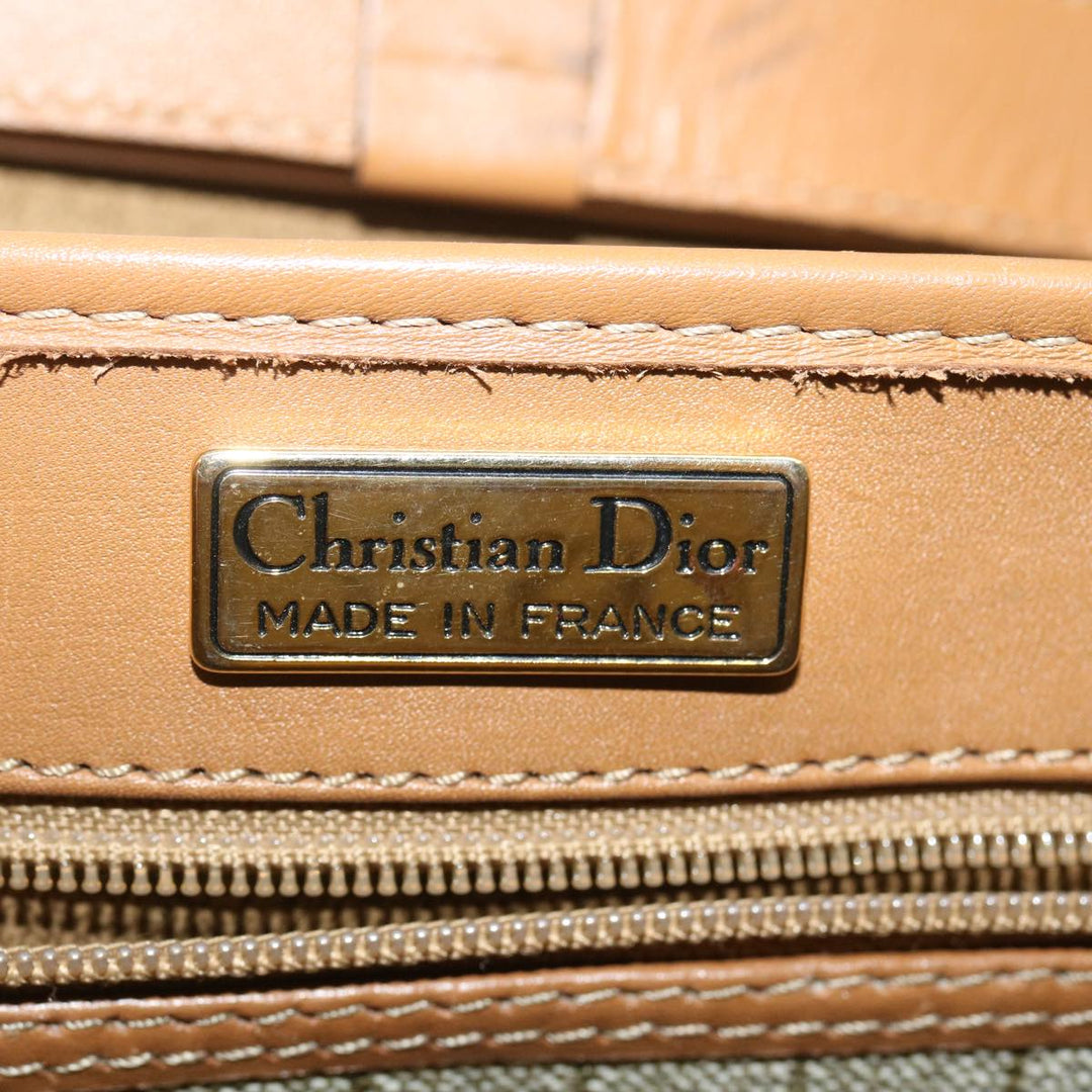 CHRISTIAN Top quality Dior Honeycomb Canvas Hand Bag PVC Leather 2way Beige Auth am2383g