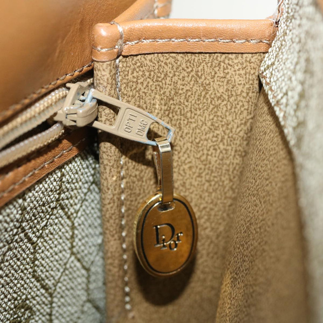 CHRISTIAN Top quality Dior Honeycomb Canvas Hand Bag PVC Leather 2way Beige Auth am2383g