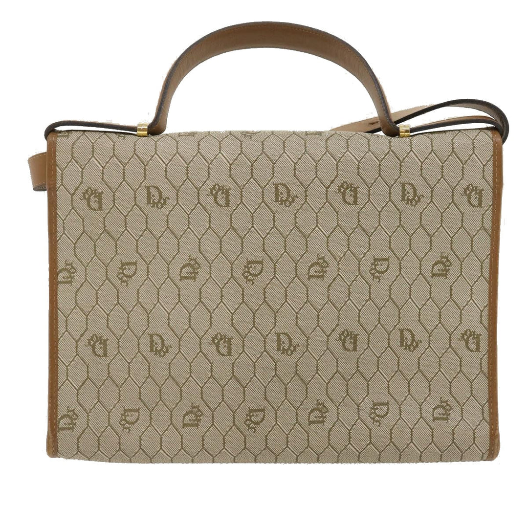 CHRISTIAN Top quality Dior Honeycomb Canvas Hand Bag PVC Leather 2way Beige Auth am2383g