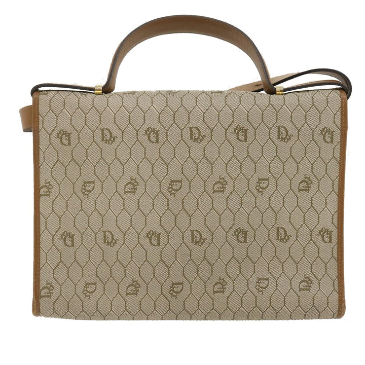 CHRISTIAN Top quality Dior Honeycomb Canvas Hand Bag PVC Leather 2way Beige Auth am2383g