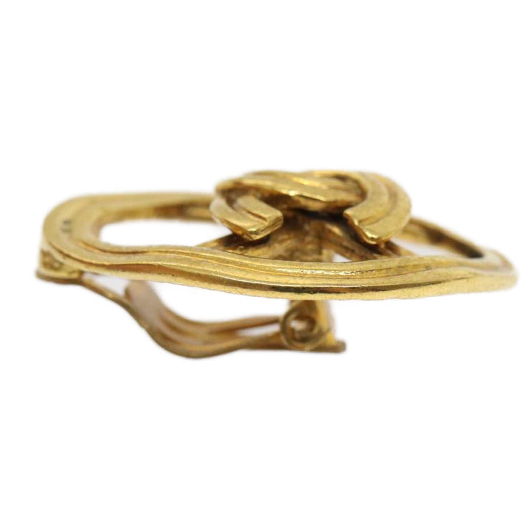 Top Quality Chanel COCO Mark Clip-on Earring Gold Tone CC Auth am2421gA