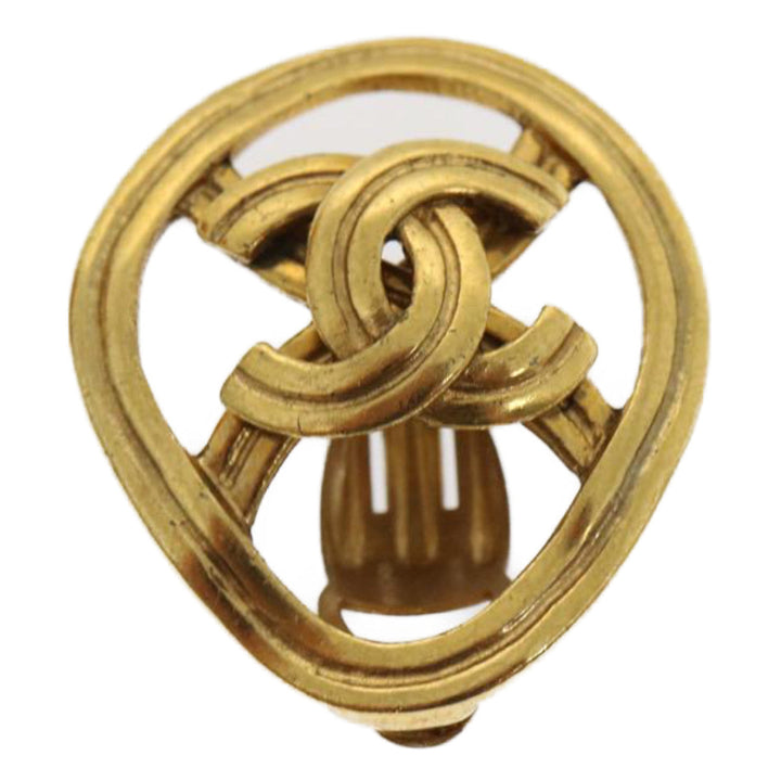 Top Quality Chanel COCO Mark Clip-on Earring Gold Tone CC Auth am2421gA