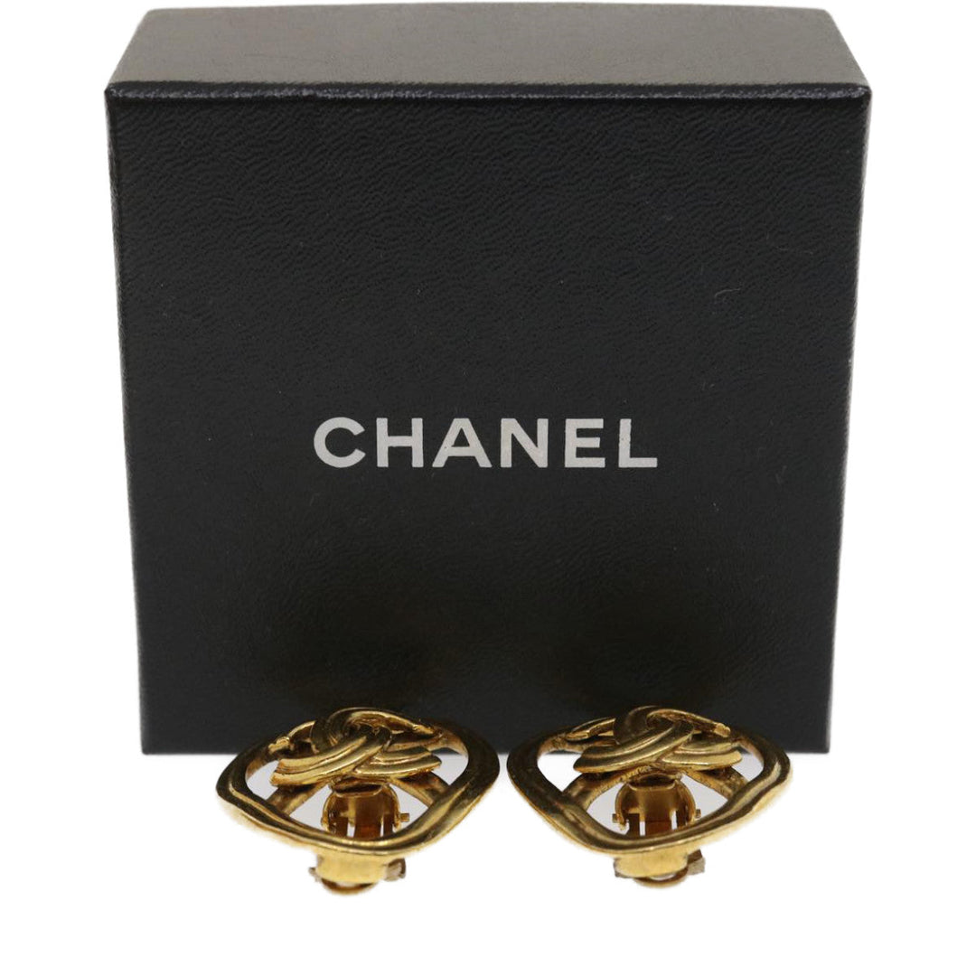 Top Quality Chanel COCO Mark Clip-on Earring Gold Tone CC Auth am2421gA