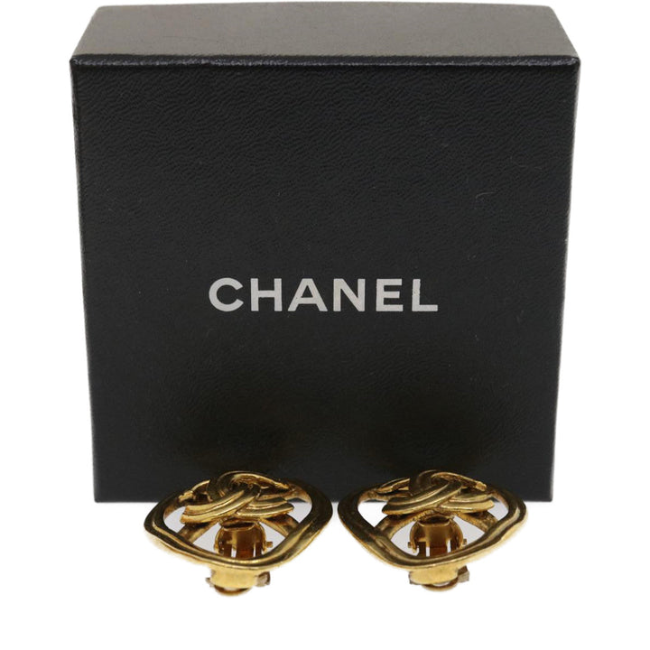 Top Quality Chanel COCO Mark Clip-on Earring Gold Tone CC Auth am2421gA