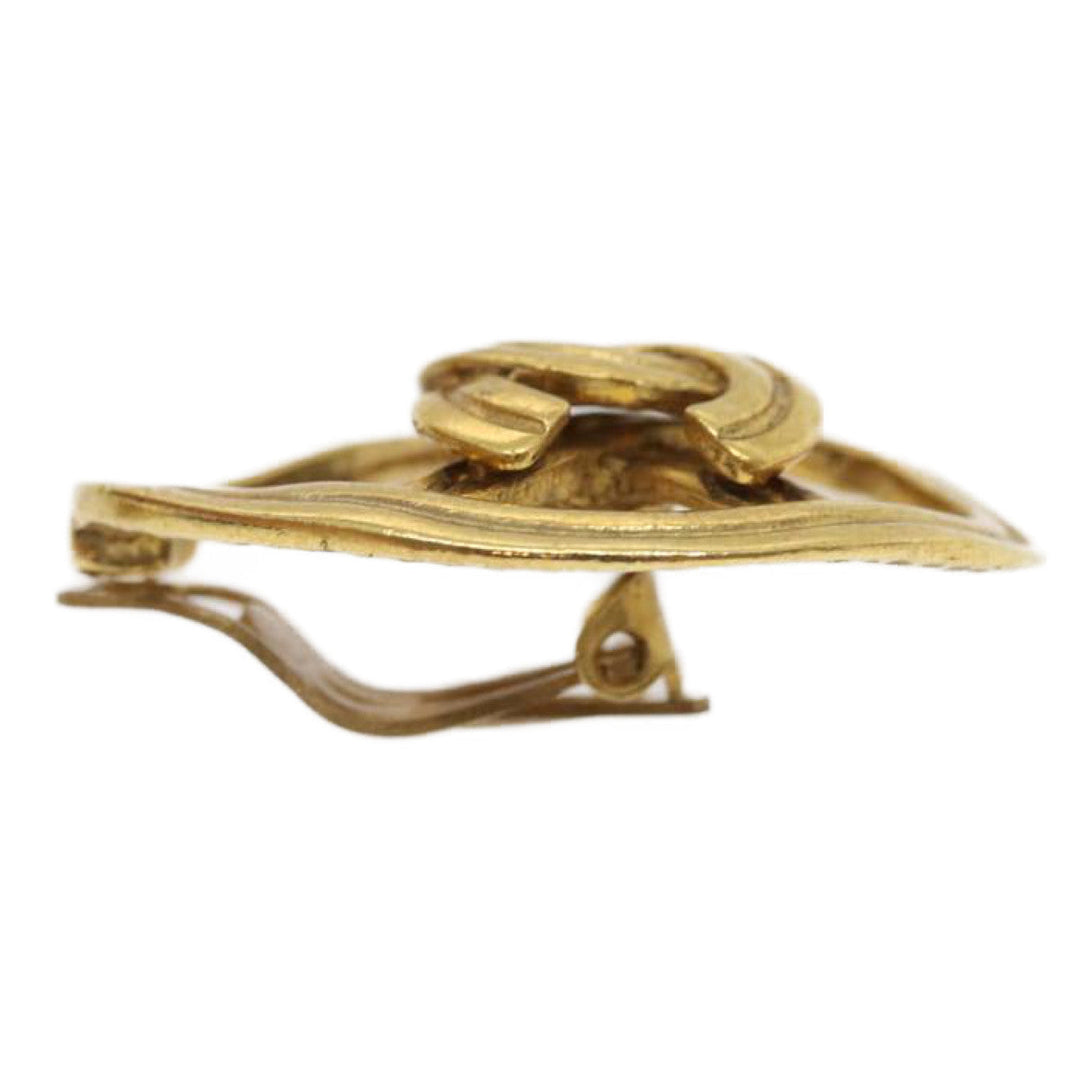 Top Quality Chanel COCO Mark Clip-on Earring Gold Tone CC Auth am2421gA