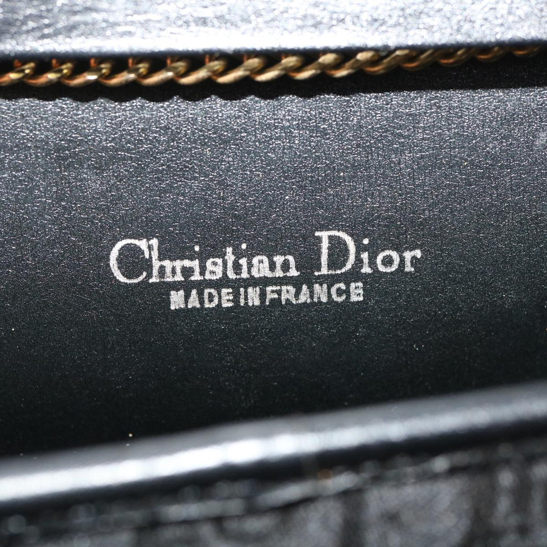 CHRISTIAN Top quality Dior Trotter Canvas Chain Shoulder Bag Black Auth am2539g