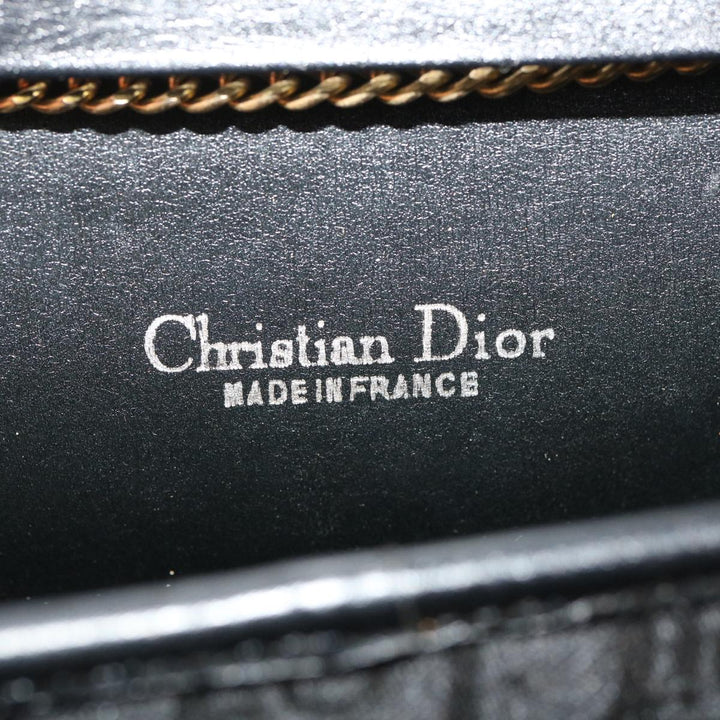 CHRISTIAN Top quality Dior Trotter Canvas Chain Shoulder Bag Black Auth am2539g