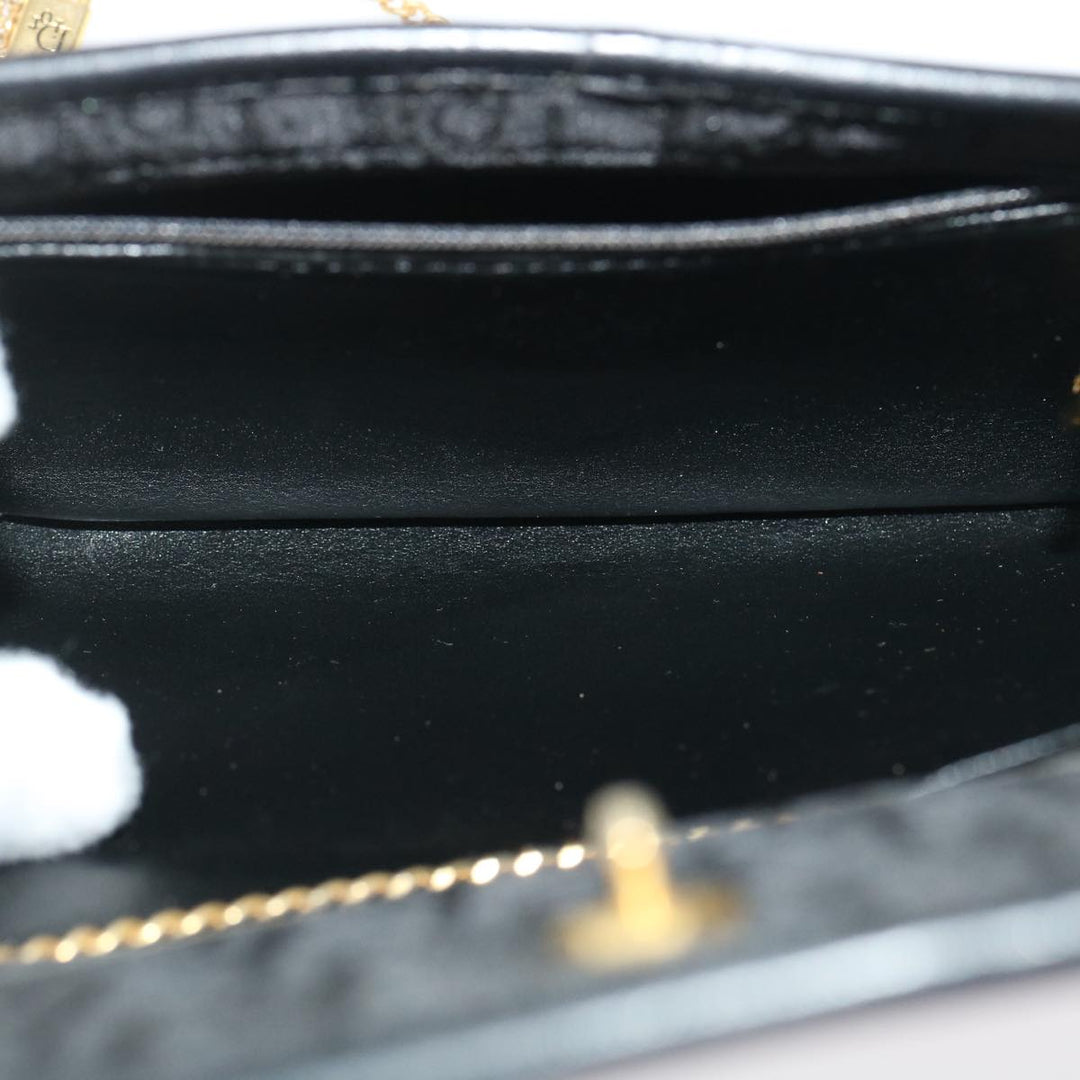CHRISTIAN Top quality Dior Trotter Canvas Chain Shoulder Bag Black Auth am2539g
