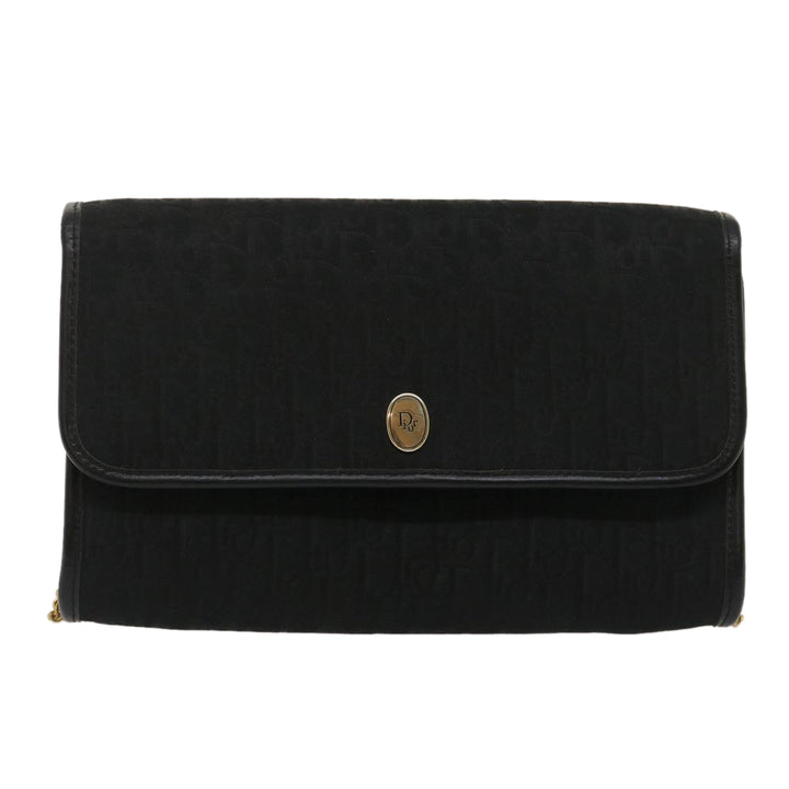 CHRISTIAN Top quality Dior Trotter Canvas Chain Shoulder Bag Black Auth am2539g
