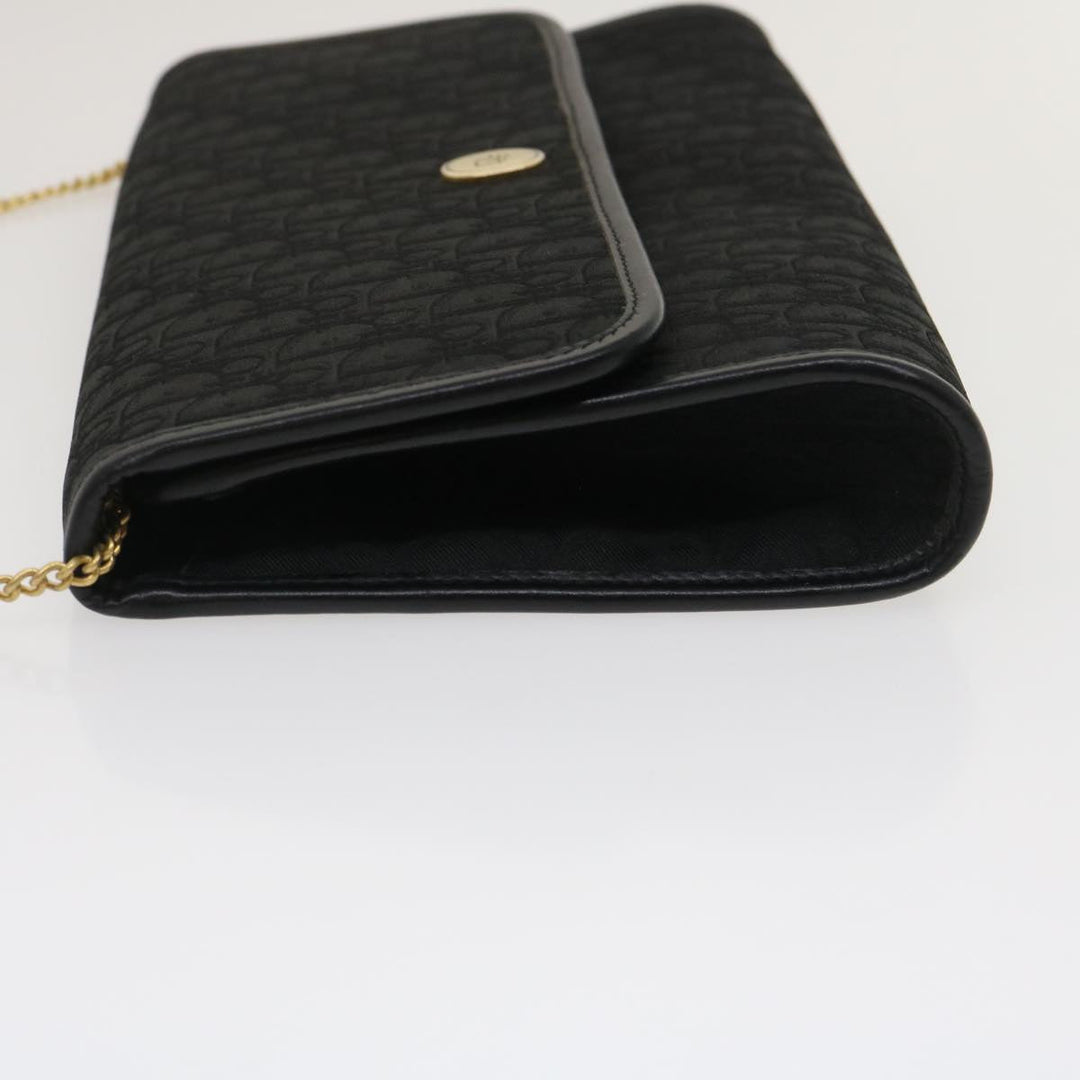 CHRISTIAN Top quality Dior Trotter Canvas Chain Shoulder Bag Black Auth am2539g